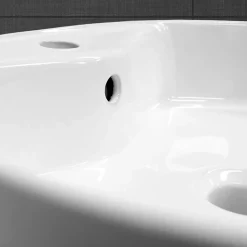 Lavabo Ronde en Céramique, 460x460x155 mm, Blanc, avec Garniture de Vidage