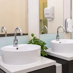 Lavabo Ronde en Céramique, 460x460x155 mm, Blanc, avec Garniture de Vidage