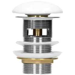 Lavabo Ronde en Céramique, 460x460x155 mm, Blanc, avec Garniture de Vidage