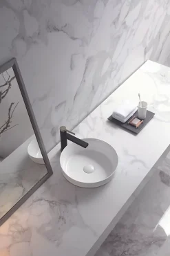 Lavabo semi-encastré CILIN SE céramique 36x12x36 cm blanc