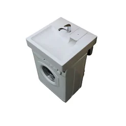 Lavabo spécial Machine À Laver Gpm2 - Siphon déporté dans le coin - 47cm de profondeur libéré sous la vasque - Pour machine à lave