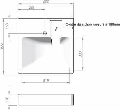 Lavabo spécial Machine À Laver Gpm2 - Siphon déporté dans le coin - 47cm de profondeur libéré sous la vasque - Pour machine à lave