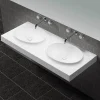 Lavabo Suspendu Double Vasque Moulées Solid surface Blanc 120cm Origin