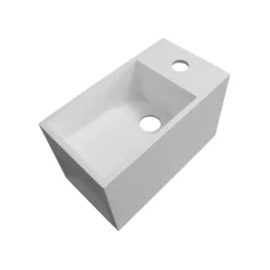 Lavabo suspendu 33x18x20,5cm avec espace de rangement en résine de synthèse - blanc mat - PB2046