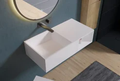 Lavabo suspendu 80x40x20cm en fonte minérale avec espace de rangement - PB2037