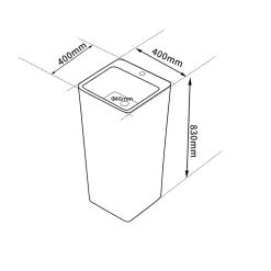 Lavabo Totem Colonne Blanc Carré Hauteur 83