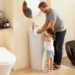 Lavabo Totem Design Rond et Épuré Blanc H83 - DILECI