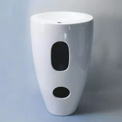 Lavabo Totem Rond - Céramique Blanc - 50x85 cm - Ove