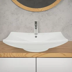 Lavabo vasque à poser / suspendu céramique salle de bain lave-mains 605 x 460 mm