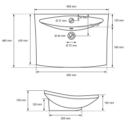 Lavabo vasque à poser / suspendu céramique salle de bain lave-mains 605 x 460 mm