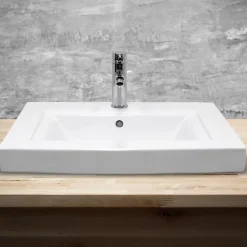 Lavabo vasque a encastrer ceramique Evier encastré salle de bain 60x46x16 cm