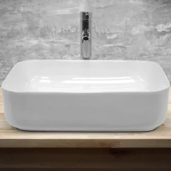 Lavabo vasque a poser ceramique lave-main salle de bain blanc 505 x 395 x 135 mm