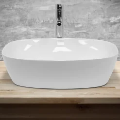 Lavabo vasque a poser en ceramique blanche Evier ovale salle de bain 505x385 mm