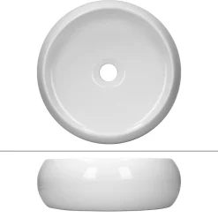 Lavabo vasque a poser salle de bain en ceramique rond 350 mm design moderne