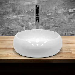 Lavabo vasque a poser salle de bain en ceramique rond 350 mm design moderne