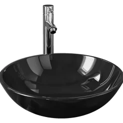 Lavabo vasque salle de bain diamètre verre transparent Helloshop26