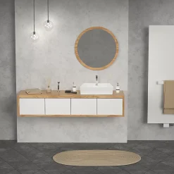 Lavabo vasque salle de bain en céramique suspendu / à poser angulaire 515x360mm