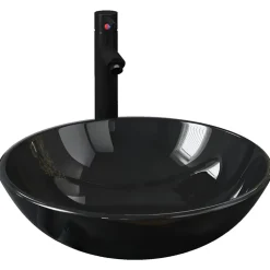 Lavabo vasque salle de bain diamètre verre transparent Helloshop26