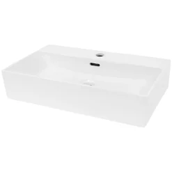 Lavabo vasque salle de bain céramique suspendu/à poser rectangulaire 605x365 mm