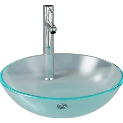 Lavabo vasque salle de bain diamètre verre transparent Helloshop26