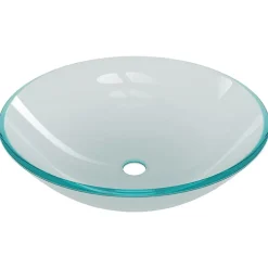 Lavabo vasque salle de bain diamètre verre transparent Helloshop26