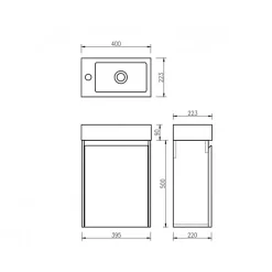 Lave main 40 cm chêne rustique clair Aquastretto