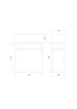 Lave main 60 cm métal noir Aquafredo