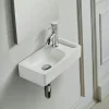 Lave main Rectangle 44 cm avec Porte serviette Céramique Blanc- Pratic