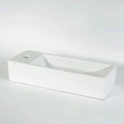 Lave main Rectangle Gauche Céramique Blanc 38x15 cm - Minimalist