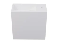Lave main suspendu blanc en solid surface avec niche - Robinetterie à droite - 40 cm - PUMORI