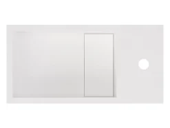 Lave main suspendu blanc en solid surface avec niche - Robinetterie à droite - 40 cm - PUMORI