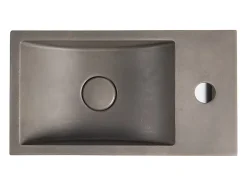 Lave main suspendu en béton avec support - Robinetterie à droite - L40 x l22 cm - UCHAMI