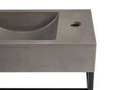Lave main suspendu en béton avec support - Robinetterie à droite - L40 x l22 cm - UCHAMI