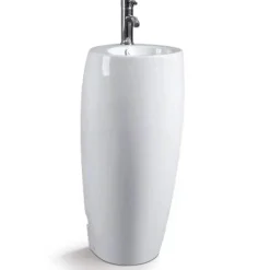 Lave Main Totem Rond - Céramique Blanc - 39x85 cm - Ove