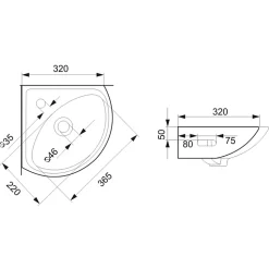 Lave mains d 'angle à suspendre