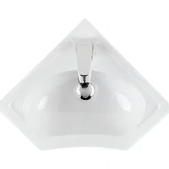 Lave mains d'angle mural céramique traditionnelle SANINDUSA 36x36 Sado blanc (robinet non inclus)
