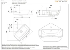 Lave mains d'angle mural céramique traditionnelle SANINDUSA Look 45x45 blanc (robinet et vidage non inclus)