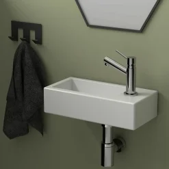 Lave mains rectangle design blanc