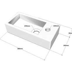 Lave mains rectangle design blanc