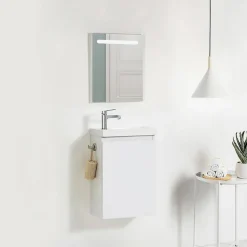 Lave-main Prémonté Blanc 40Cm + Vasque céramique Blanche BILY - bain-bain