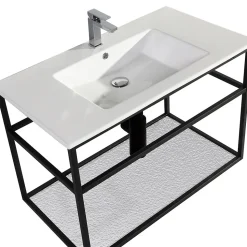 Lave-main salle de bain Aquafredo 90 cm finition métal noir