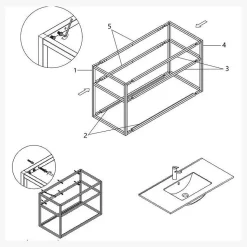 Lave-main salle de bain Aquafredo 90 cm finition métal noir