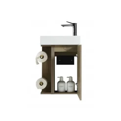 Lave-main salle de bain Aquaba 40 cm finition chêne brun