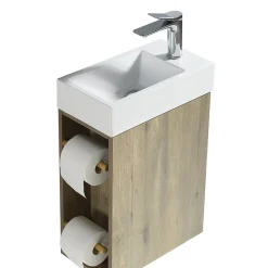 Lave-main salle de bain Aquaba 40 cm finition chêne brun