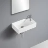 Lave-mains à suspendre en céramique rectangulaire blanc Savy