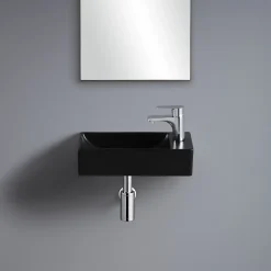 Lave-mains à suspendre en céramique rectangulaire noir Savy