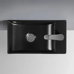 Lave-mains à suspendre en céramique rectangulaire noir Savy