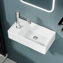 Lave-mains avec rebord sortie gauche (41,5x22x10cm) - DILECI