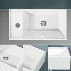 Lave-mains avec rebord sortie gauche (41,5x22x10cm) - DILECI