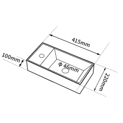 Lave-mains avec rebord sortie gauche (41,5x22x10cm) - DILECI